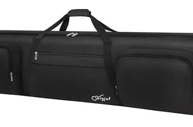 SNIGJAT 88 Key Keyboard Case Soft (Size: 53.5"x13.8"x6.8"), Padded Piano Case with Handle and Adjustable Shoulder Straps, Keyboard Gig Bag with 3 Pockets for Music Stand, Sustain Pedals, All Black
