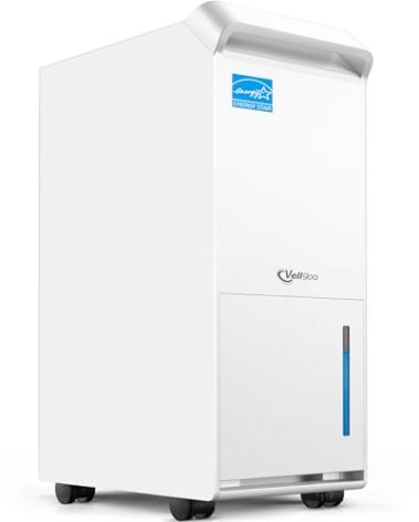 4,500 Sq.Ft Most Efficient Energy Star 2025 Dehumidifier,Vellgoo Max 70 Pint/D (Standard 56 Pint/D) Dehumidifier for Basement with Drain Hose, Smart Humidity Control, for Home, Bathroom, Garage