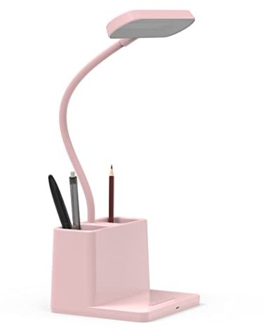 AXX Cute Desk Lamp, Pink Table Light for Women, Teen Girls, Adjustable LED, Small, Rechargeable, Battery Operated, Touch Control, Gooseneck, Home Office Accessories, College Dorm Essentials