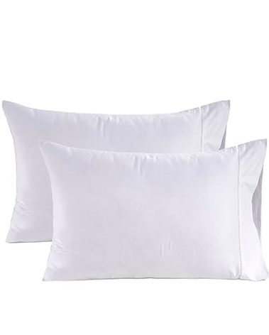 LANE LINEN King Size Pillow Case Set of 2 100% Egyptian Cotton Cases 1000 Thread Count Sateen White Cooling Cover - Perfect for Home Hotels & Hospital Use