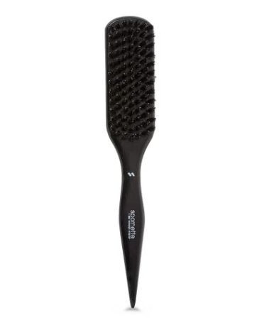 Spornette Boar Bristle Hair Brush for Women - Big Wonder Teasing Brush with Boar & Tourmaline Nylon Bristles - Tapered Handle for Back Brushing, Combing and Creating Volume & Slick Backs (Black)