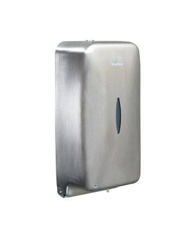Bradley 6A01-11 Diplomat Foam Soap/Sanitizer Dispenser, Surface Mounted, Vertical Tank, Low Battery Indicator Lights, Architectural Satin Finish, Stainless Steel