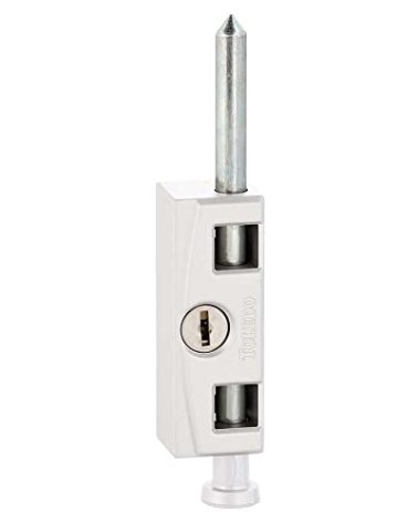 TOLEDO White Security Hardened Keyed Bolt Sliding Patio Door Lock