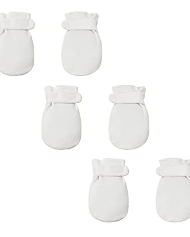 Newborn Baby No Scratch Mittens Stay On, 100% Cotton Breathable, Adjustable Infant Gloves for Baby Boys Girls Mittens