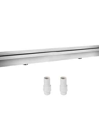 VEVOR Pool Fountain Stainless Steel Pool Waterfall Spillway with Pipe Connector Rectangular Garden Outdoor (59.1")