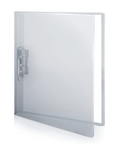 CRANBURY Punchless Clamp Binder (Dusky Gray), Ringless Binder Holds 100 Letter Size Pages, Documents, 8.5x11 Folder with Metal Clip for Home or Office, Transparent Acid-Free Poly