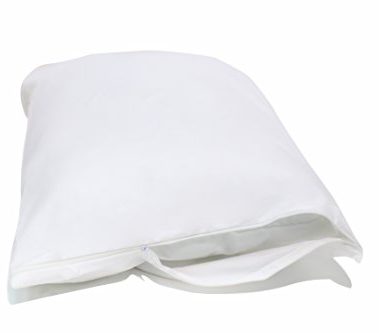 National Allergy Premium 100% Cotton Zippered Pillow Protector - Standard Size - White - 2 Pack - 300 Thread Count - Hypoallergenic Bed Pillowcase with Zipper - Breathable Encasement Cover