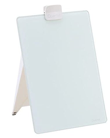 Quartet Glass Whiteboard Desktop Easel, 9" x 11", Dry Erase Surface, Clean Erase, Includes 1 Dry Erase Marker, White (GDE119)