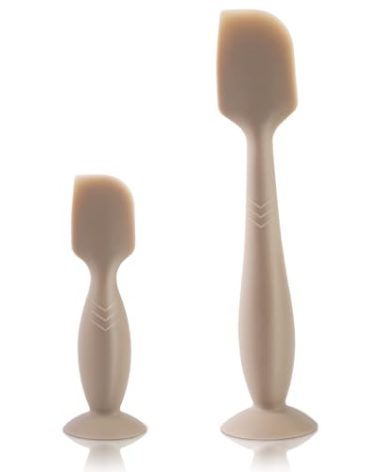 LOTBILL Diaper Cream Spatula, 2 Pack Butt Spatula Baby, Full-Size + Mini Silicone Diaper Cream Applicator for Babies, Newborn Baby Necessities (Brown)