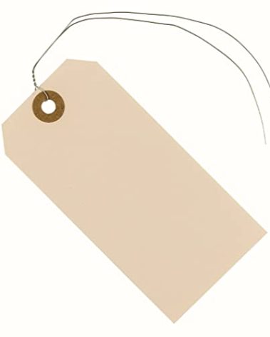 Label Tags with Wire Attached - 4 3/4" x 2 3/8" Box of 100 Blank Manila Tags with Reinforced Hole and Metal Wire Ties, Labels with Wire