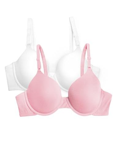 Fruit of the Loom Women's 2-Pack T-Shirt Bra, White/Blushing Rose, 42C