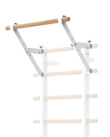 DHT Single Bar Bracket, Swedish Ladder Pull Up Bar Exclusive Attachment, for Home, School, Physical Therapy and Gymnastics, White