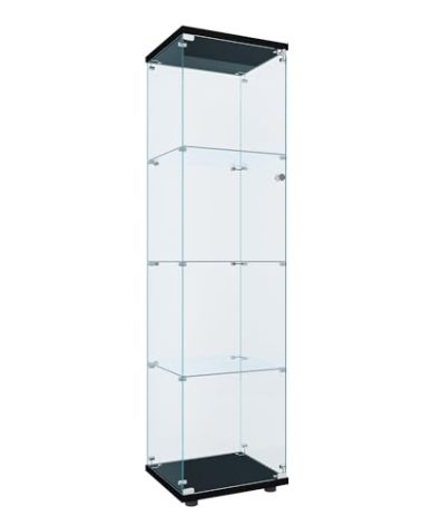FLYMUHJIA Curio Cabinet Glass Display Case for Collectibles with Door, 4 Display Shelves Showcase, 64.2”Hx16.9''Lx 14.6''W Black