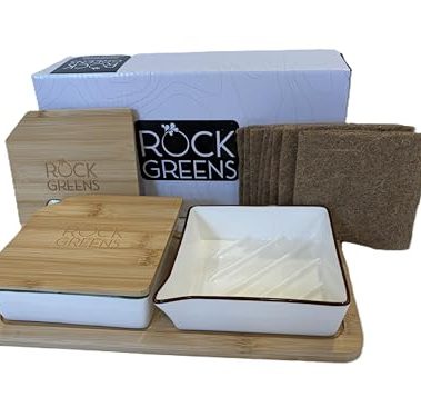 Microgreens Growing Kit. Easy-To-Use, Self-Watering. Includes Two Specially Designed Color-Coded Ceramic Trays With Matching Lids to Create an Optimal Cozy Microenvironment for Seeds; Mats, and a Tray