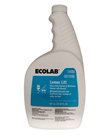 Ecolab Lemon Lift Heavy Duty Kitchen & Bathroom Cleaner with Bleach- 20 FL OZ