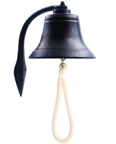 Hanging Bell Dinner Bell Outdoor Bell Bracket Mount Wall Bell Indoor Rope Bell Ship/Boat/Nautical/Door/School/Reception/Home/Church Bell (Pro-Black)