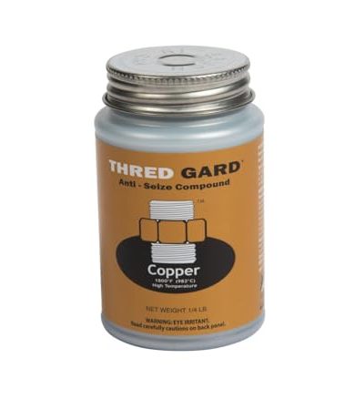Gasoila Thred Gard Copper-Based Anti-Seize & Lubricating Compound with Brush Applicator, 1/4 lb – High-Temperature Resistant Up to 1000°F, Non-Dripping, Non-Hardening Formula for Nuts, Bolts, Valves