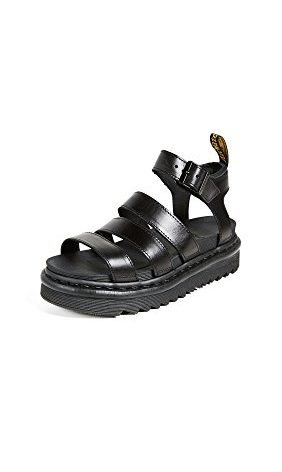 Dr. Martens Women's Blaire Sandal, Black Brando Leather, 5