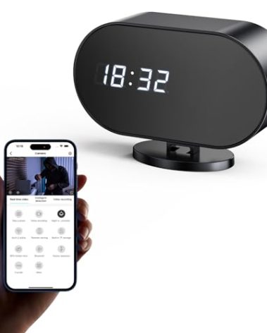 ApaxvyMati Hidden Camera Clock with 2 MP IR Night Vision WiFi 2000 mAh Motion Detection Spy Camera Portable for Home, Office