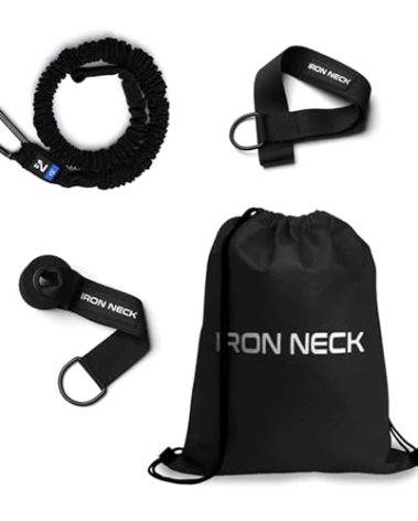 Iron Neck Resistance Band, Durable Exercise Band with Steel Carabiners for Neck Training, Strength Workouts, Stretching, and Rehab (Medium Kit)