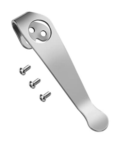 Titanium Deep Carry Pocket Clip for Spyderco Para 3 and Smock Knives, Premium Custom-made Pocket Clip with 3 Pieces Screws, Stone Wash