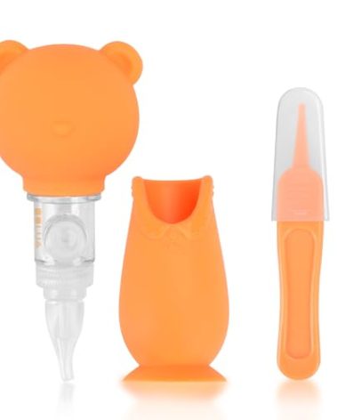 luanerl Manual Nasal Aspirator for Baby - Cute Bear-Shaped Nose Cleaner for Newborns & Toddlers, Gentle Suction for Congestion Relief, Easy to Use for Home & Travel