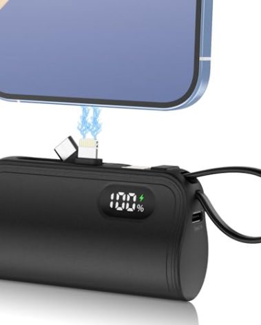 Mini Portable Charger 5000mAh Power Bank for iPhone, USB C Cell Phone Portable Power, LCD Display Battery Pack Compatible with iPhone 16/16 Pro Max/15/14/13/12/11/XR/Samsung,Android Phones etc