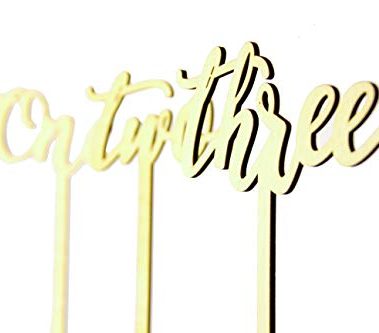 Activ8 Elegant Wooden Wedding Table Numbers | 1-12 Pack | Calligraphy Sticks Including Extra Thick Solid Base | Reception Party Home Decoration Centerpiece| Spray or Natural | Banquet Event Decor