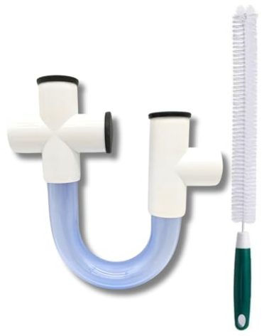 Clear Condensate Trap Flexible Drain Brush with Handles and Longer Bristle,ez Trap P Trap for HVAC Systems Effectively Drains Condensate Water(3/4-Inch Sch40)