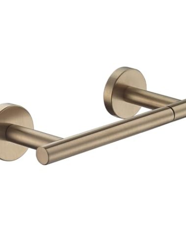 QK Champagne Bronze Toilet Paper Holder, 7.5 Inch Double Post Pivoting Tissue Holder for Bathroom Wall Mount, 304 Stainless Steel Hold Mega Rolls, TPH150-CB