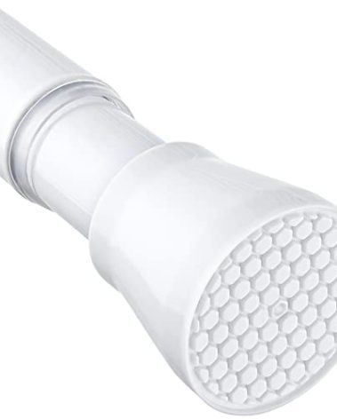 White Tension Curtain Rod for Windows 28 to 48 inch, Adjustable Expandable Pressure Spring Curtain Rod No Drilling, 7/8" Curtain Rod for Bedroom Doorway Closet Door