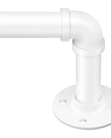 Zeerobee Curtain Rods for Windows 144 to 168, 1 Inch Industrial Wrap Around Curtain Rod, Indoor/Outdoor Room Divider Adjustable Drapery Pole, 144"-168", White