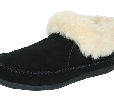 PEDOQU Women's fuzzy Slippers Suede leather Memory Foam House Shoes for women - bedroom Indoor and Outdoor Warm Loafer Slipper