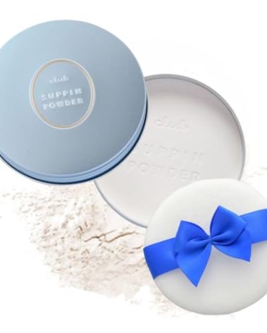 Club Suppin Translucent Setting Powder Foundation + Overnight Skincare, Finishing Powder Makeup & Face Powder for Women with Amino Acids, Shea Butter& Aloe, 24H Long-Lasting Japanese Skincare, WHITE