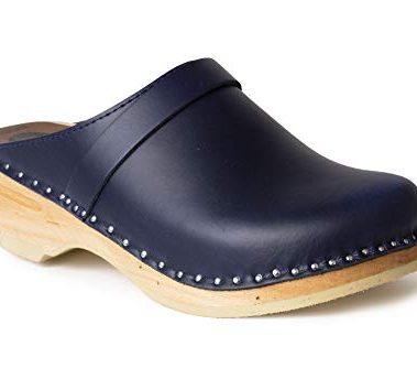 Troentorp Clogs, Da Vinci Bastad Slip On Closed Toe Leather Womens Original Swedish Wooden Clogs Blue US 7 (EU 37)