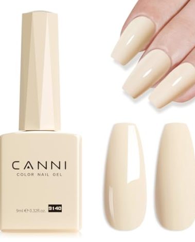 CANNI Nude Color Gel Polish, 1Pcs Albescent White Nude High Gloss Soak Off U V Gel Nail French Nail Manicure Salon DIY