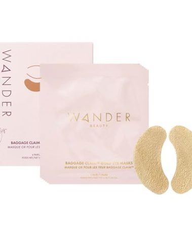 Wander Beauty Baggage Claim - Gold Foil Under Eye Patches For Dark Circles and Puffiness - Under Eye Mask Depuffs & Firms - Brightening Eye Mask for Under Eye Bags (6 Pairs)