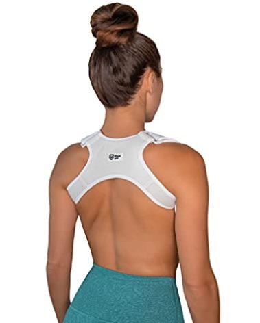 Upper Back Posture and Neck Hump Corrector - for Women and Men - Support Brace and Straightener for Pain Relief - Rounded Shoulder and Buffalo Hunchback Alignment - Discreet Under Clothes - White