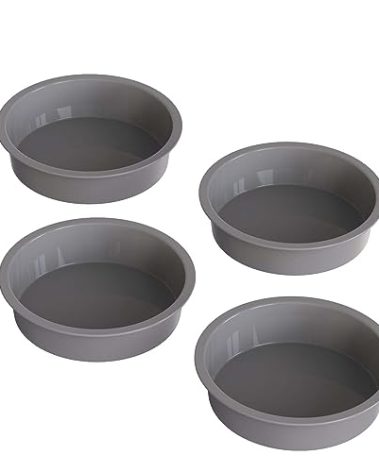 KEYFIVE Silicone 5 Inch Cake Pan Round, Set of 4 Silicone Small Cake Pans Round 5 x 2 Inch, Nonstick Smash Cake Pans, Quick Release 5 IN Cake Pan for Baking Small Cakes