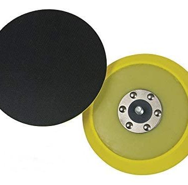 Lake Country Dual-Action 5” Backing Plate - Flexible Polishing Pad Plate w/Smooth Finish - Hook and Loop Pad Fastener - Black & Yellow Polisher Backing Plate with Inner Steel Construction