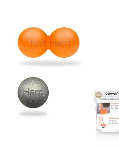 Hard Lacrosse Ball + Soft Peanut Massage Ball Set – Deep Tissue & Trigger Point Tool for Plantar Fasciitis Relief, QL, Iliacus, Glutes, Neck, Hamstrings, Hip Flexors & Myofascial Release