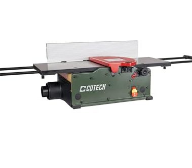 Cutech 401100HI 10-Inch Spiral Cutterhead Benchtop Jointer with Cast Iron Tables, 20 TC Inserts, Extra Long 24" Aluminum Fence, Additional 7-3/8" Fence Brackets, and a 12-amp Motor