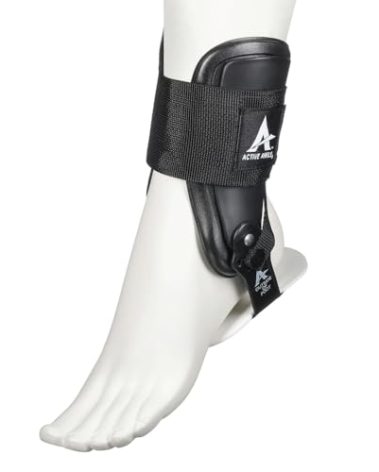 Cramer Active Ankle T2 Ankle Brace, Medium, Black, Rigid Support for Men 7-10 & Women 8-11 Shoe Size, Adjustable Brace for Sprains, Volleyball & Cheerl, Lightweight EVA Padding,Fits Left or Right Foot