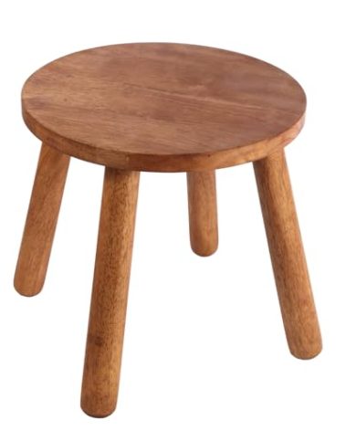 zaowofires Round Solid Wooden Step Stool， Garden Stool，11.8''H,Plant Stool ，Wood Legs Detachable for Plant Stand, Kitchen, Bathroom，Bedroom，Livingroom (Walnut, 11.8inch)