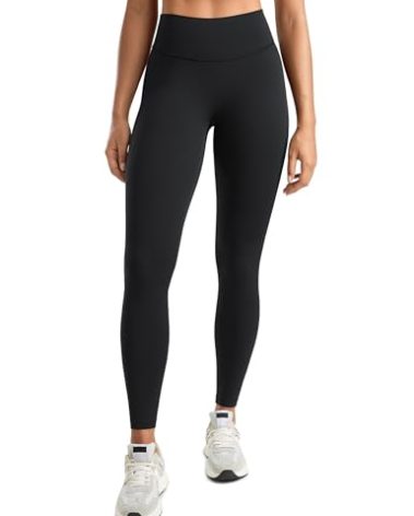 INGIA Womens High Waisted No Front Seam Lounge Yoga Legging 25" Workout Tummy Control Gym Yoga Pants Black Large