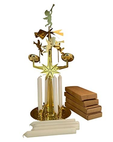 Angel Chimes The Original & Traditional Decorative Swedish Candle for Christmas - Brass Chime with 16 Candles - Carousel, Authentic, Scandinavian, Decoration & Ornament for Home and Kitchen