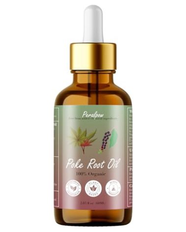 Peralpow Organic Poke Root Castor Oil, Supports Cysts, Boils, Fibroids, Swollen Lymph Nodes, Breast & Joint Health - Organic Lymphatic Aid - Natural Deep Tissue Relief - 2.03oz -