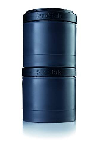 BlenderBottle ProStak Twist n' Lock Storage Jars Expansion 2-Pak with Pill Tray, All Black