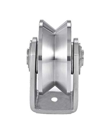 2in V Groove Wheel Stainless Steel Groove Wheel Heavy Duty Track Wheel Rigid Caster Sliding Gate Roller Wheel Double Bearing for Swing Sliding Gate