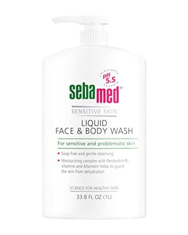SEBAMED Sensitive Skin Face and Body Wash for Men and Women, pH 5.5, Mild Gentle Hydrating Cleanser, Hypoallergenic Body Wash, Dermatologist Recommended, 33.8 Fluid Ounces (1 Liter)